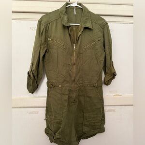 Free People Olive Utility Jumper